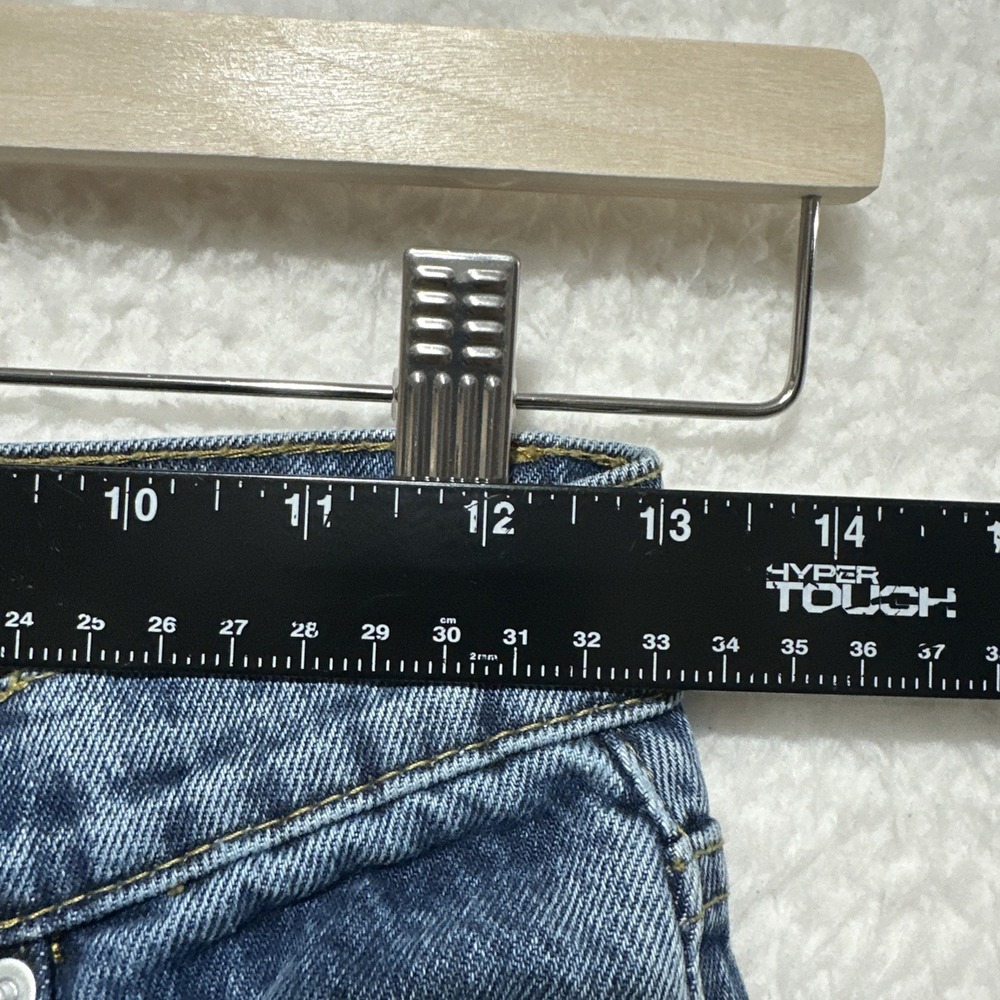 Princess Polly Fawcett‎ High Rise Straight Jeans Mid Blue Wash Raw Edge Hem Sz 2 - Picture 13 of 15